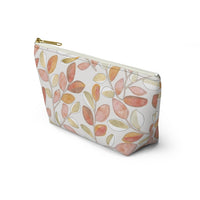 Cherry Plum Leaves Accessory Pouch w T-bottom in Coral